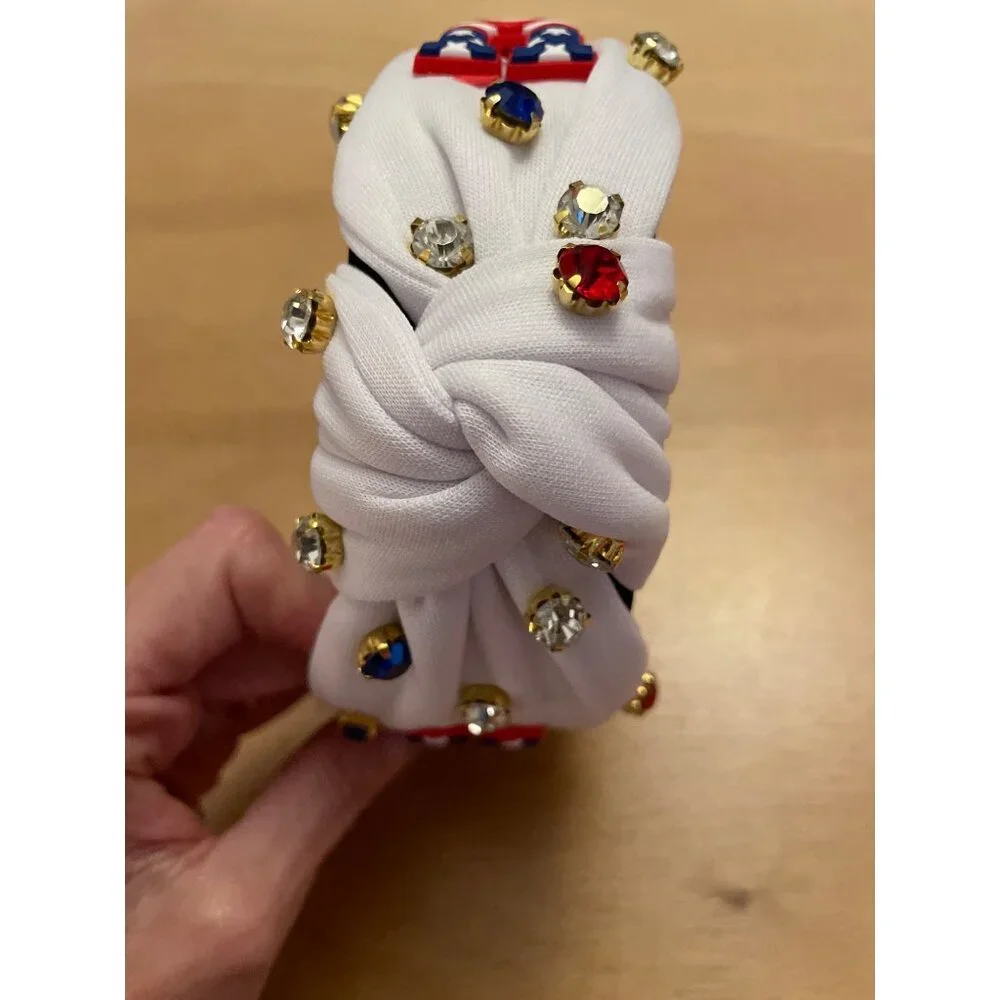 New Women’s 3-D 🇺🇸 USA American flag Lettering with Jewels Rhinestones 💎 Head